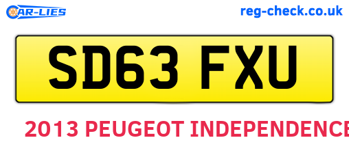 SD63FXU are the vehicle registration plates.
