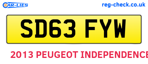 SD63FYW are the vehicle registration plates.