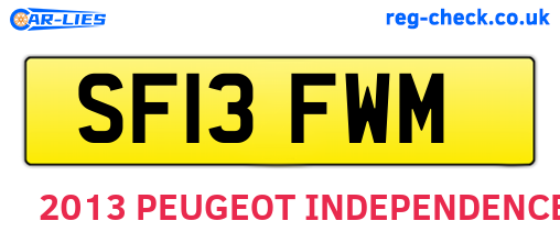 SF13FWM are the vehicle registration plates.