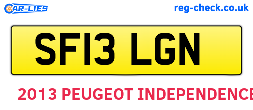 SF13LGN are the vehicle registration plates.