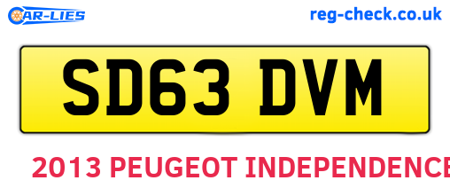 SD63DVM are the vehicle registration plates.