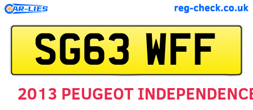 SG63WFF are the vehicle registration plates.