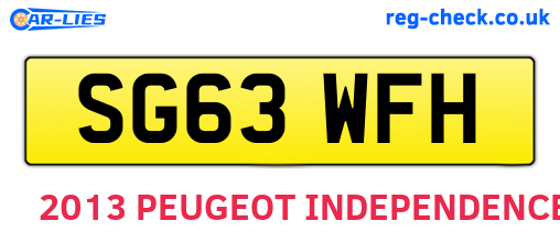 SG63WFH are the vehicle registration plates.