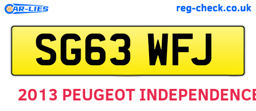 SG63WFJ are the vehicle registration plates.