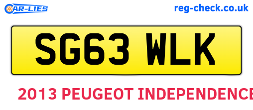 SG63WLK are the vehicle registration plates.