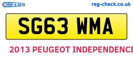 SG63WMA are the vehicle registration plates.