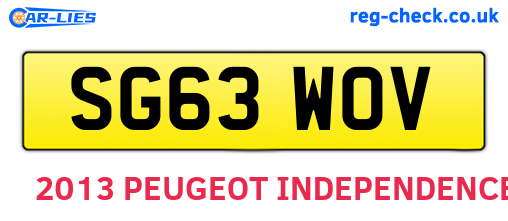 SG63WOV are the vehicle registration plates.