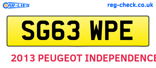 SG63WPE are the vehicle registration plates.