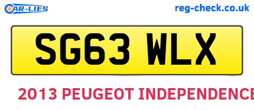 SG63WLX are the vehicle registration plates.