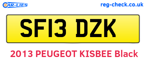SF13DZK are the vehicle registration plates.
