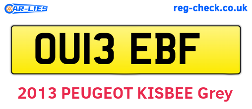 OU13EBF are the vehicle registration plates.