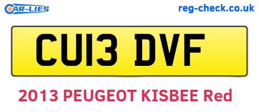 CU13DVF are the vehicle registration plates.