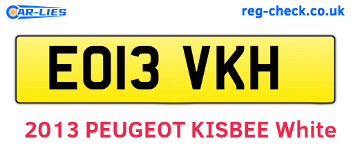 EO13VKH are the vehicle registration plates.