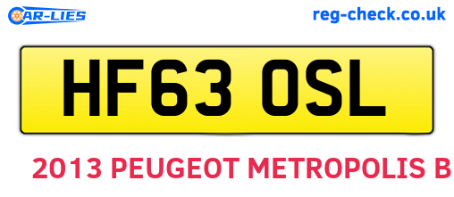 HF63OSL are the vehicle registration plates.