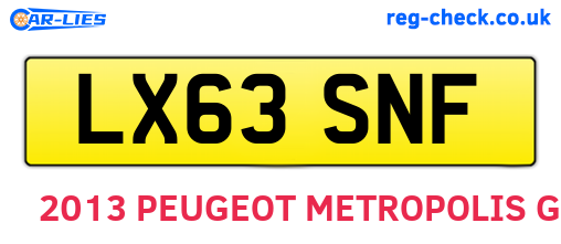LX63SNF are the vehicle registration plates.