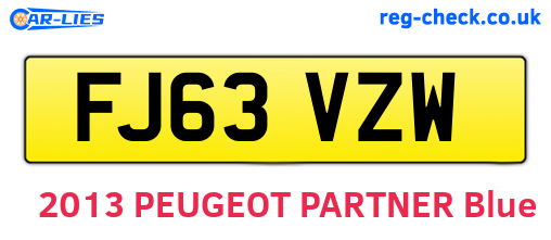 FJ63VZW are the vehicle registration plates.