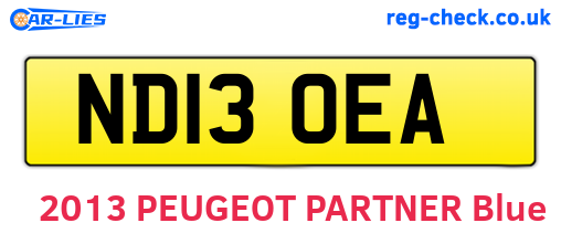 ND13OEA are the vehicle registration plates.