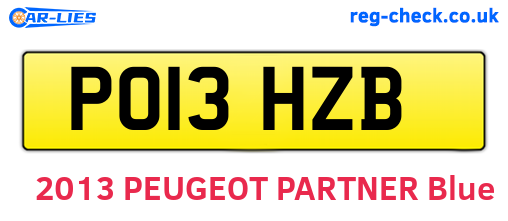 PO13HZB are the vehicle registration plates.