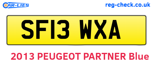 SF13WXA are the vehicle registration plates.