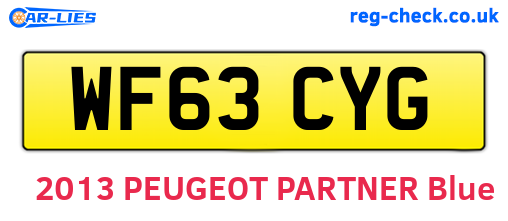 WF63CYG are the vehicle registration plates.