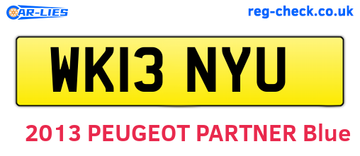 WK13NYU are the vehicle registration plates.