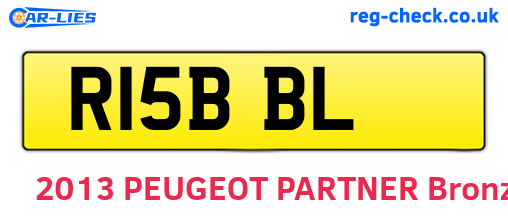 R15BBL are the vehicle registration plates.