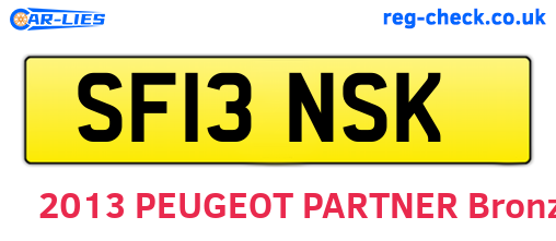 SF13NSK are the vehicle registration plates.