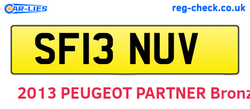 SF13NUV are the vehicle registration plates.