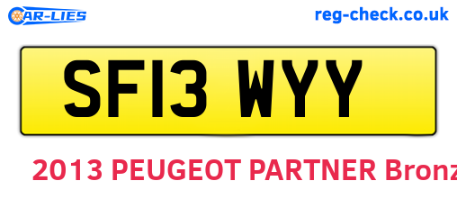 SF13WYY are the vehicle registration plates.