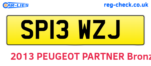 SP13WZJ are the vehicle registration plates.