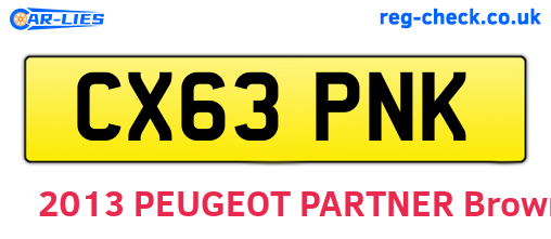 CX63PNK are the vehicle registration plates.
