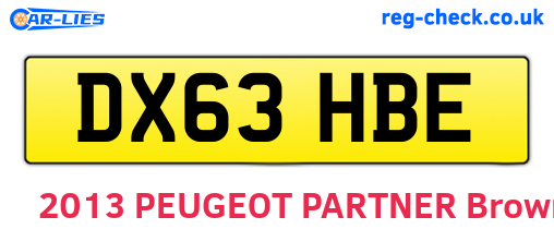 DX63HBE are the vehicle registration plates.