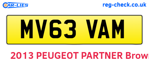 MV63VAM are the vehicle registration plates.
