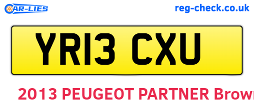YR13CXU are the vehicle registration plates.