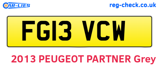 FG13VCW are the vehicle registration plates.