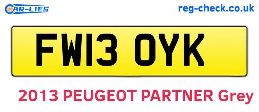 FW13OYK are the vehicle registration plates.