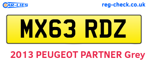 MX63RDZ are the vehicle registration plates.