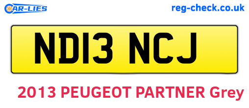 ND13NCJ are the vehicle registration plates.