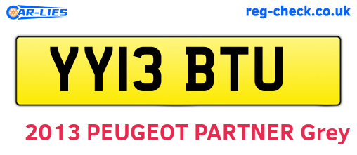YY13BTU are the vehicle registration plates.