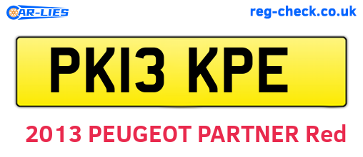 PK13KPE are the vehicle registration plates.