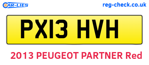 PX13HVH are the vehicle registration plates.