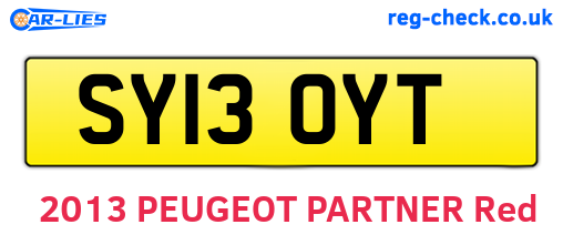 SY13OYT are the vehicle registration plates.