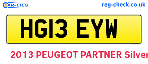HG13EYW are the vehicle registration plates.