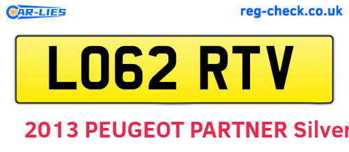 LO62RTV are the vehicle registration plates.