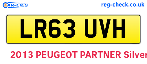 LR63UVH are the vehicle registration plates.