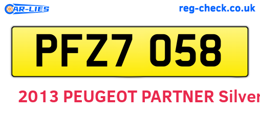 PFZ7058 are the vehicle registration plates.
