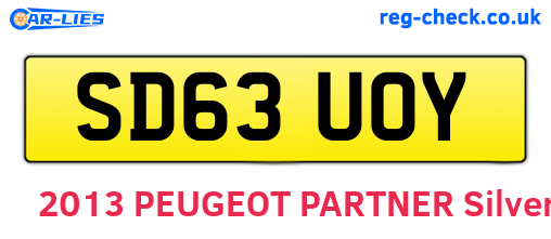 SD63UOY are the vehicle registration plates.