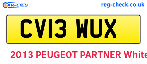 CV13WUX are the vehicle registration plates.