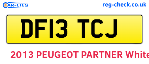 DF13TCJ are the vehicle registration plates.