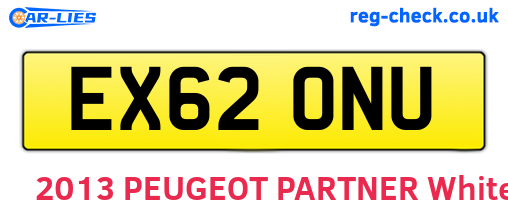 EX62ONU are the vehicle registration plates.